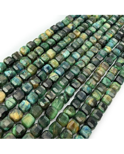 Tygrysie Oko Kostka Fasetowana 7x8mm Szaro-Zielona | elemenciki.pl