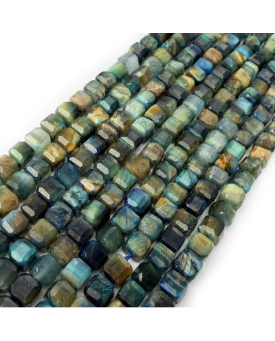 Tygrysie Oko Kostka Fasetowana 7x8mm Szaro-Zielona | elemenciki.pl