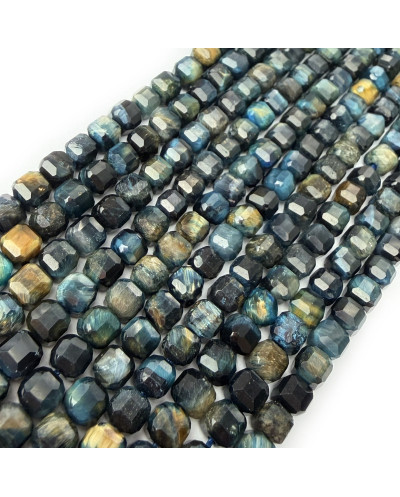 Tygrysie Oko Kostka Fasetowana 7x8mm Szaro-Zielona | elemenciki.pl
