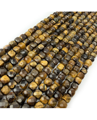 Kamień naturalny Tygrysie oko kostka fasetowana ok 5-6mm sznurek mix