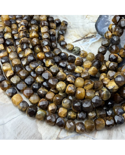 Kamień naturalny Tygrysie oko kostka fasetowana ok 5-6mm sznurek mix