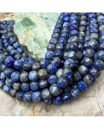 Kamień naturalny Lapis Lazuli kostka fasetowana ok 7-8mm sznurek mix