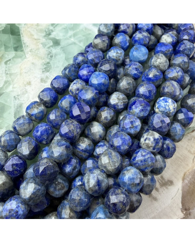 Kamień naturalny Lapis Lazuli kostka fasetowana ok 7-8mm sznurek mix