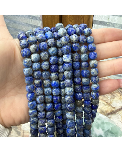 Kamień naturalny Lapis Lazuli kostka fasetowana ok 7-8mm sznurek mix