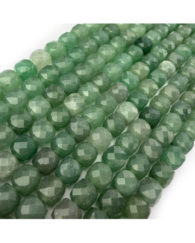 Kamień naturalny Awenturyn Zielony kostka fasetowana ok 7-8mm sznurek mix
