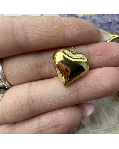 Zawieszka serce 19x18x7.5mm stal nierdzewna złota