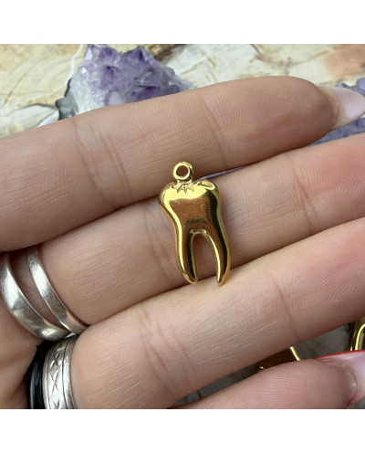 Zawieszka Ząb 21x10mm stal nierdzewna złota