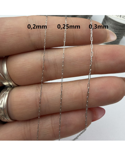 Łańcuszek stal nierdzewna z rozszerzanymi ogniwkami ok 0,3mm srebrny 10 metrów