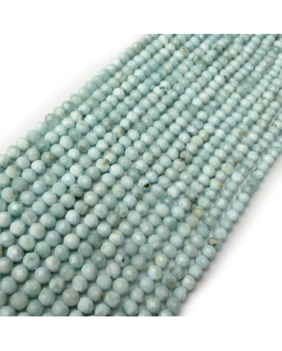 Kamień naturalny Larimar oponka fasetowana ok 3mm sznurek