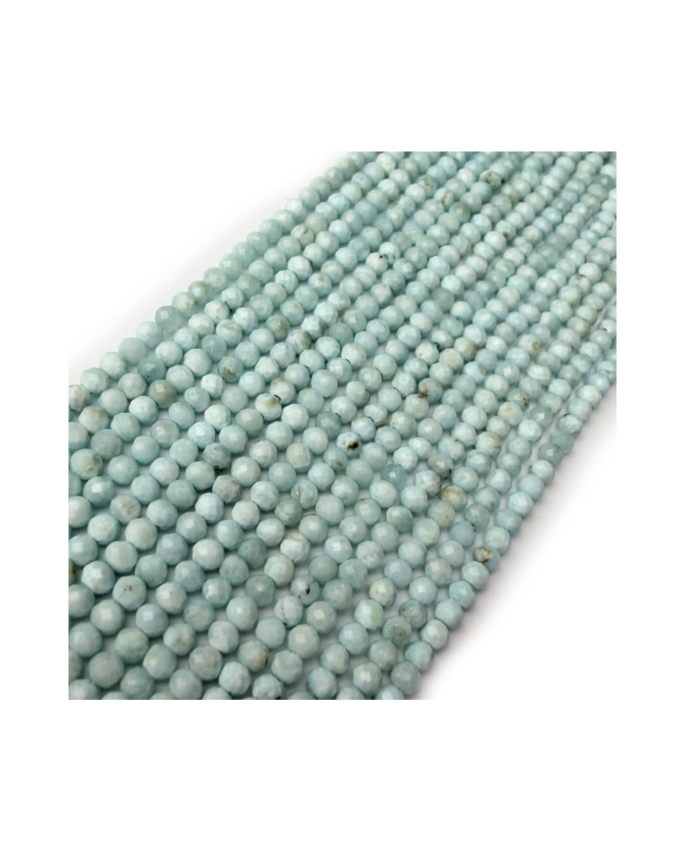 Kamień naturalny Larimar oponka fasetowana ok 3mm sznurek