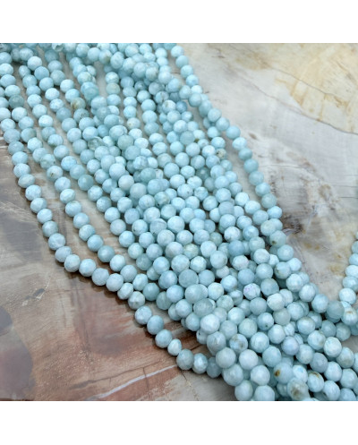 Kamień naturalny Larimar oponka fasetowana ok 3mm sznurek