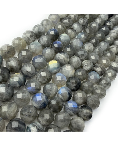 Kamień naturalny Labradoryt klasy AAA kulka fasetowana ok 10mm sznurek mix
