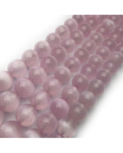 Kamień naturalny Selenit kulka gładka ok 10mm sznurek mix różowy