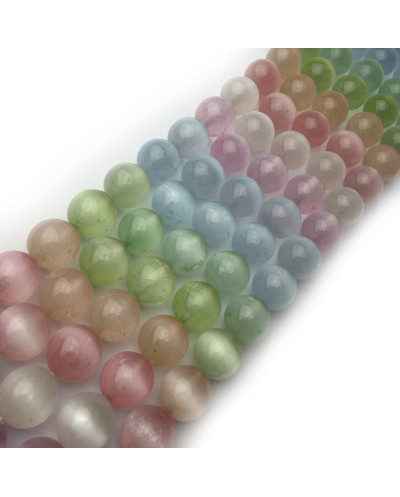 Kamień naturalny Selenit kulka gładka ok 10mm sznurek mix