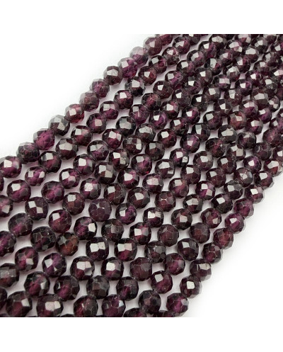 Kamień Naturalny Granat kulka fasetowana ok 3,8-4mm sznurek