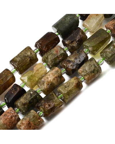Kamień naturalny Zielony Granat walec ok 10.5~12.5x7~7.5mm sznurek