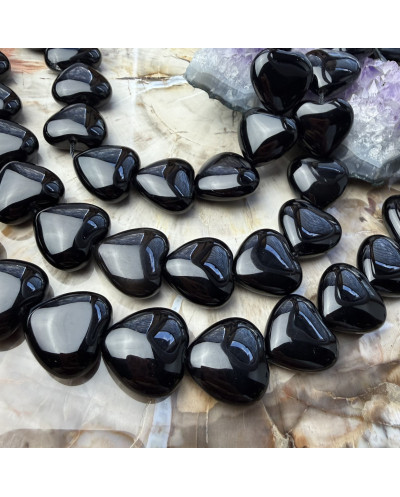 Kamień Naturalny Onyks serce gładkie ok 18.5~20x20x8.5~10mm sznurek