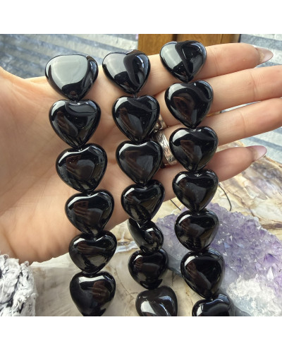 Kamień Naturalny Onyks serce gładkie ok 18.5~20x20x8.5~10mm sznurek