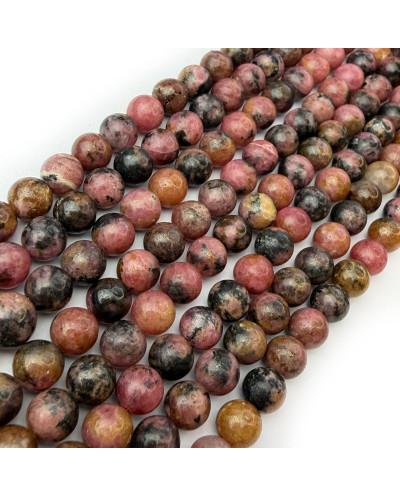 Kamień naturalny Rodonit kulka gładka ok 6mm mix róż sznurek