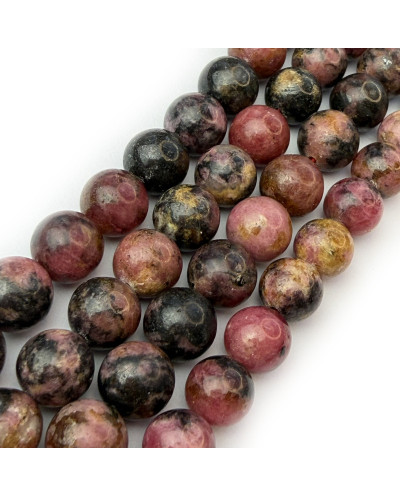 Kamień naturalny Rodonit kulka gładka ok 8mm mix róż sznurek