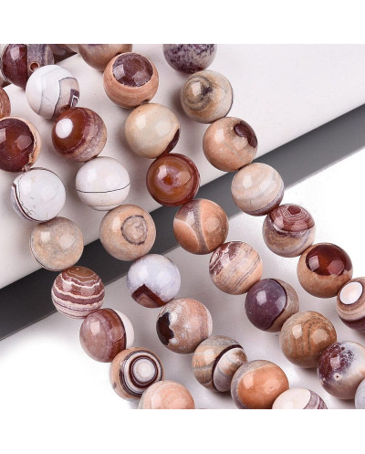 Kamień naturalny Agat ognisty kulka gładka ok 9-10mm sznurek mix
