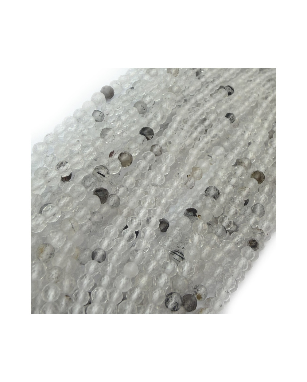 Kamień naturalny Herkimer kulka fasetowana ok 3mm sznurek