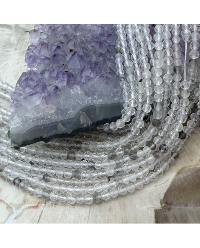 Kamień naturalny Herkimer kulka fasetowana ok 3mm sznurek