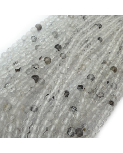 Kamień naturalny Herkimer kulka fasetowana ok 2mm sznurek