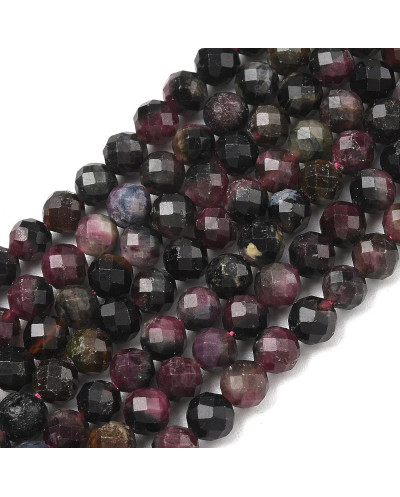 Kamień Naturalny Turmalin mix kulka fasetowana ok 6mm sznurek