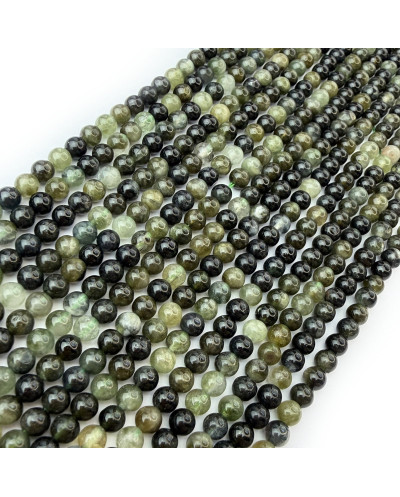 Kamień naturalny Turmalin zielony kulka gładka ok 4mm sznurek mix