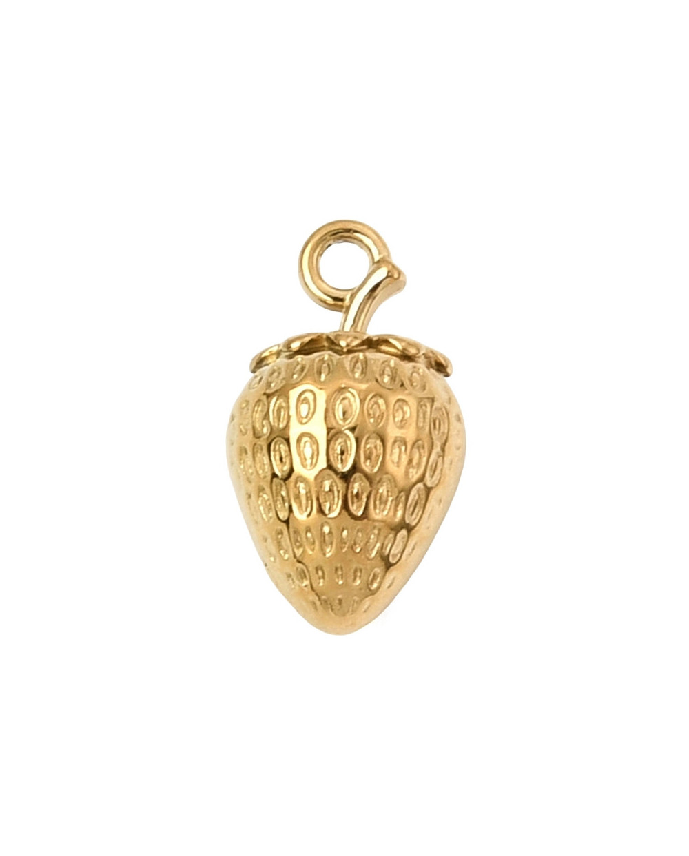 Zawieszka truskawka 14x8x7,5mm stal nierdzewna złoty