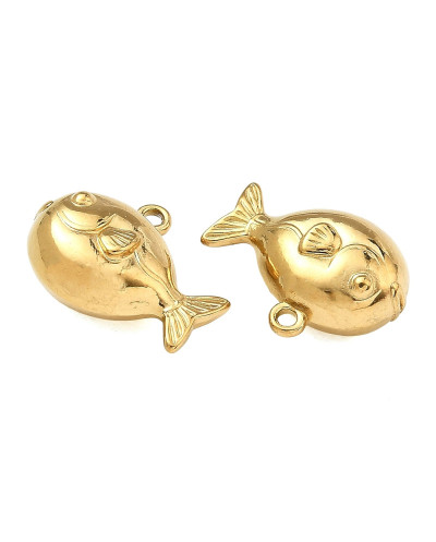 Zawieszka rybka 13,5x17,5x8mm stal nierdzewna złoty