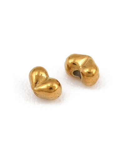 Przekładka do koralików serce 2.3x3.5x2.3mm stal nierdzewna złota