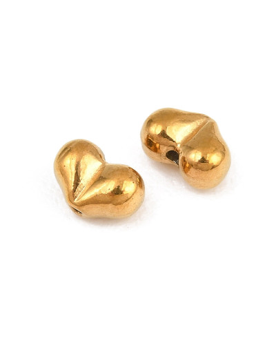 Przekładka do koralików serce 4x5.5x3mm stal nierdzewna złota
