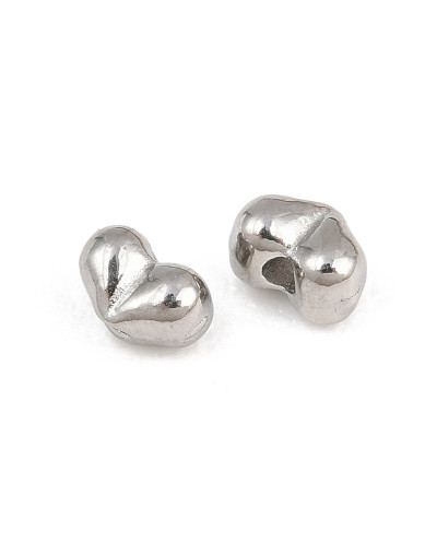 Przekładka do koralików serce 2.3x3.5x2.3mm stal nierdzewna srebrna