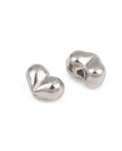Przekładka do koralików serce 3x4.5x3mm stal nierdzewna srebrna