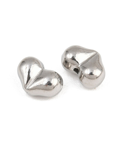 Przekładka do koralików serce 5x7.5x4mm stal nierdzewna srebrna