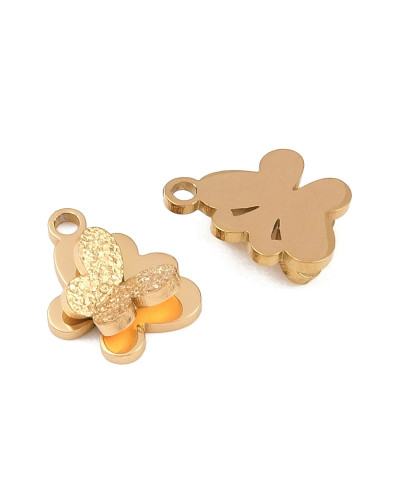 Zawieszka motylek 7x10,5x3,5mm stal nierdzewna złoty