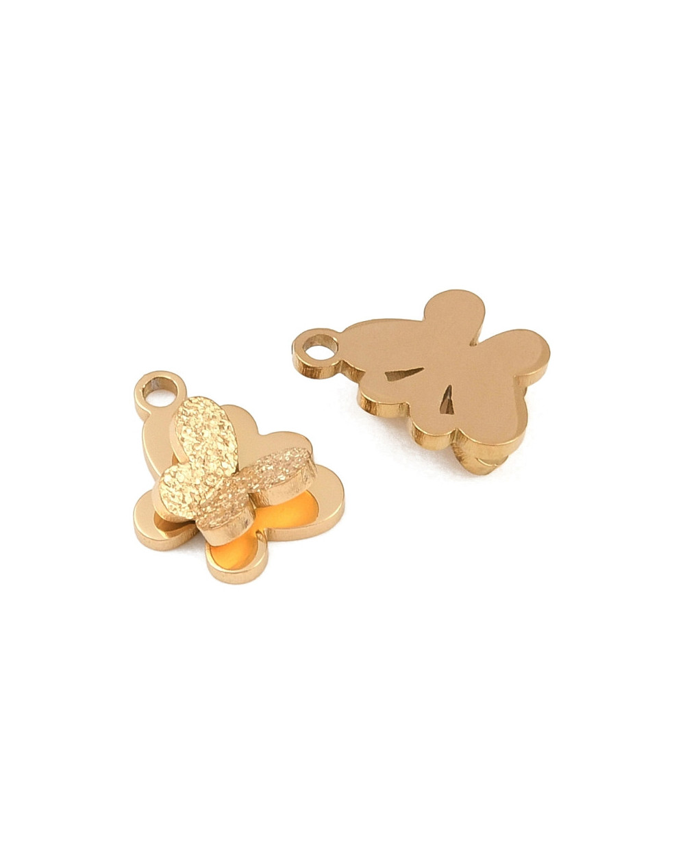 Zawieszka motylek 7x10,5x3,5mm stal nierdzewna złoty
