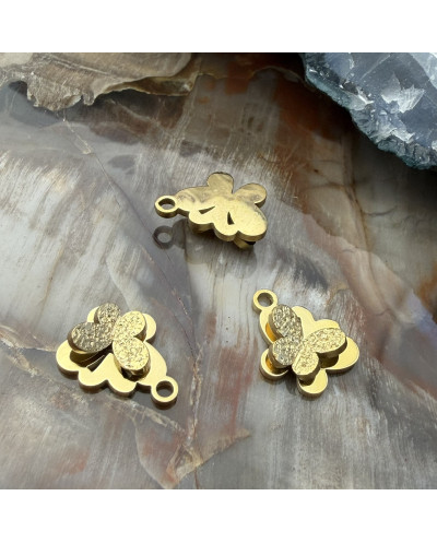 Zawieszka motylek 7x10,5x3,5mm stal nierdzewna złoty