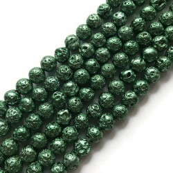 Lawa platerowana zielona kulka 10mm sznurek