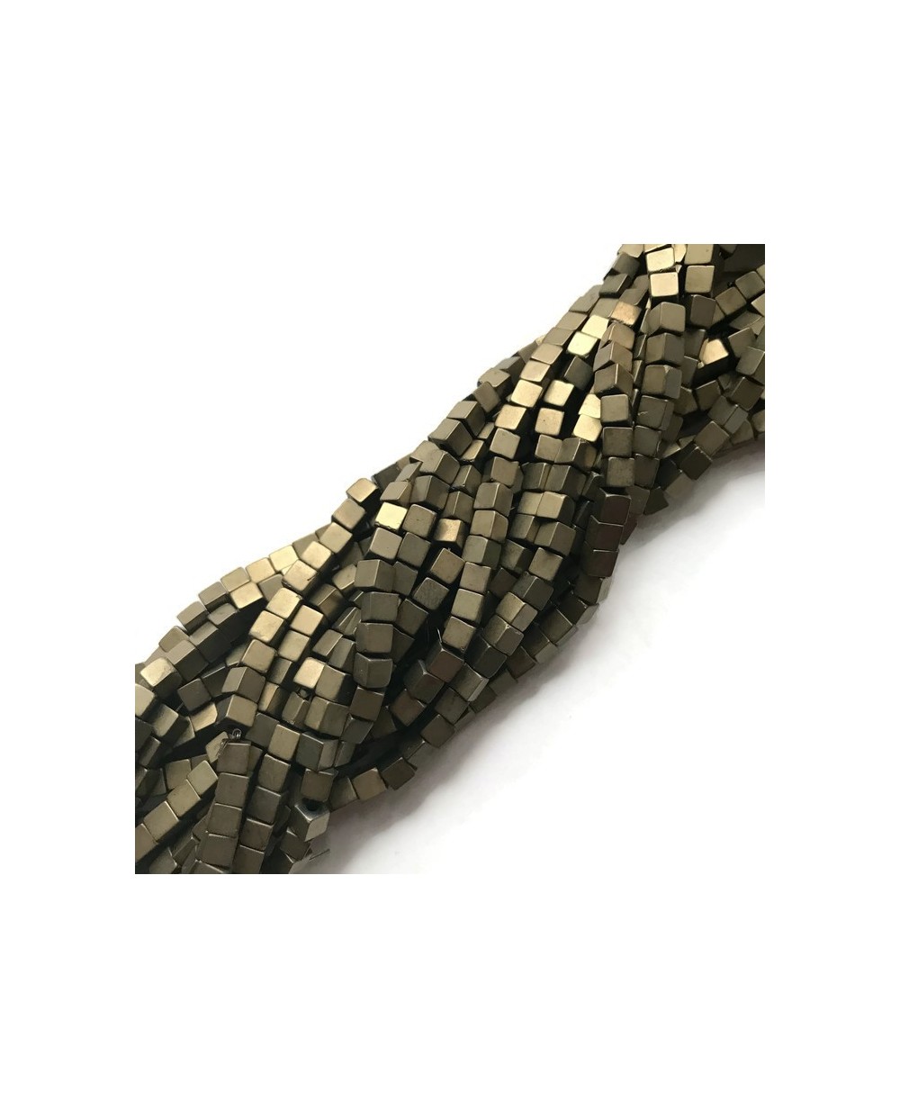 Hematyt kostka 4x4mm brąz sznurek