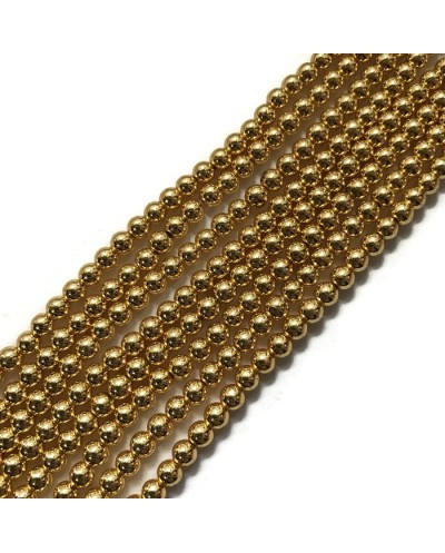 Hematyt kulka 4mm light rose gold sznurek