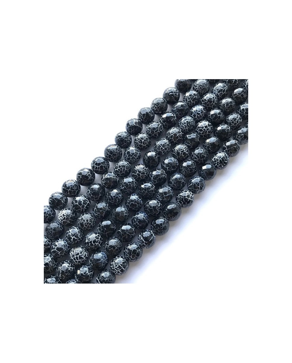 Agat spękany kulka 10mm czarny