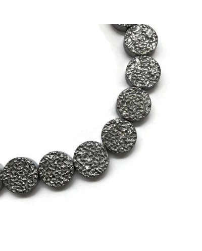 Hematyt kaboszon okrągły 12x4mm srebrny