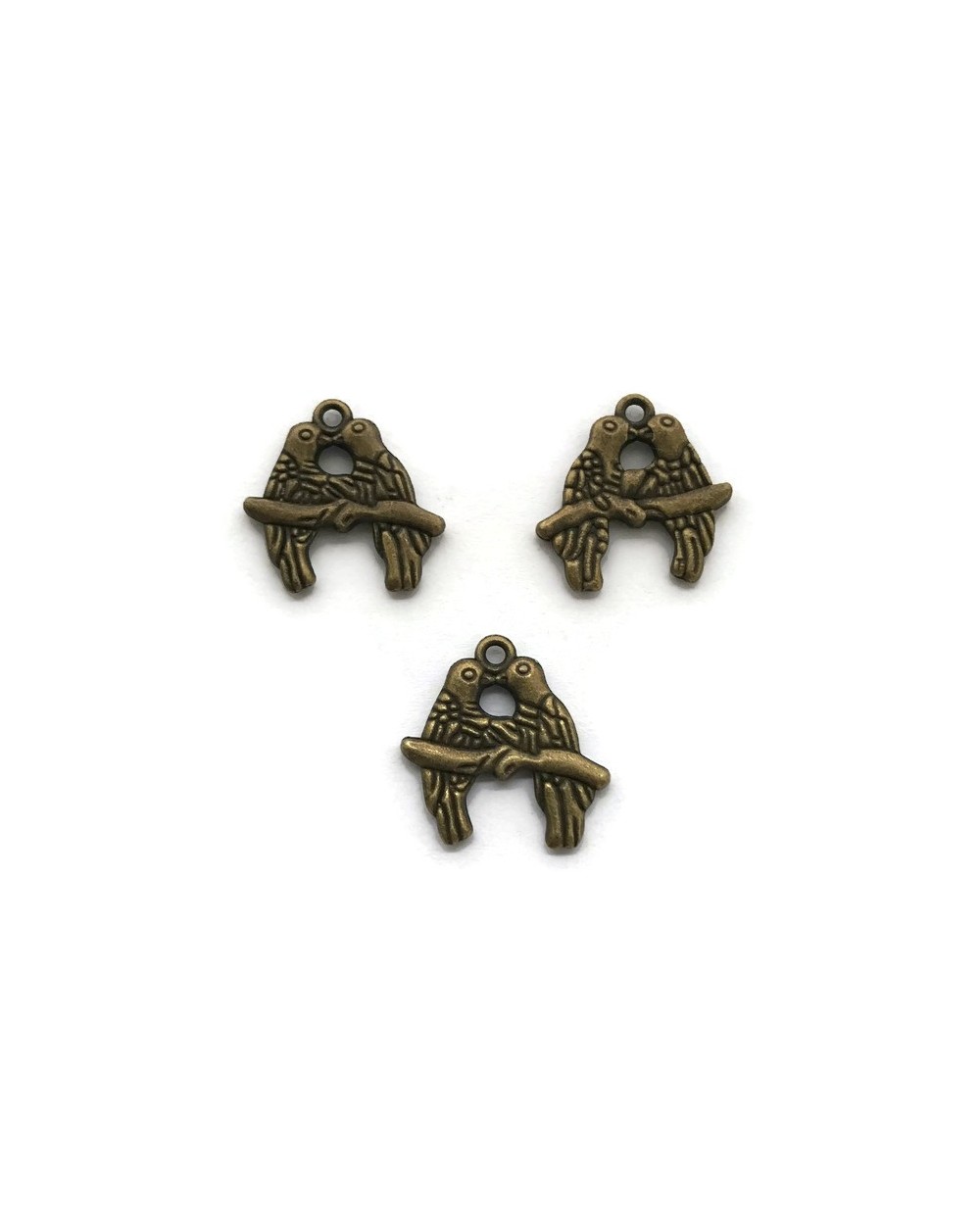 Zawieszka papużki 18x18mm cyna