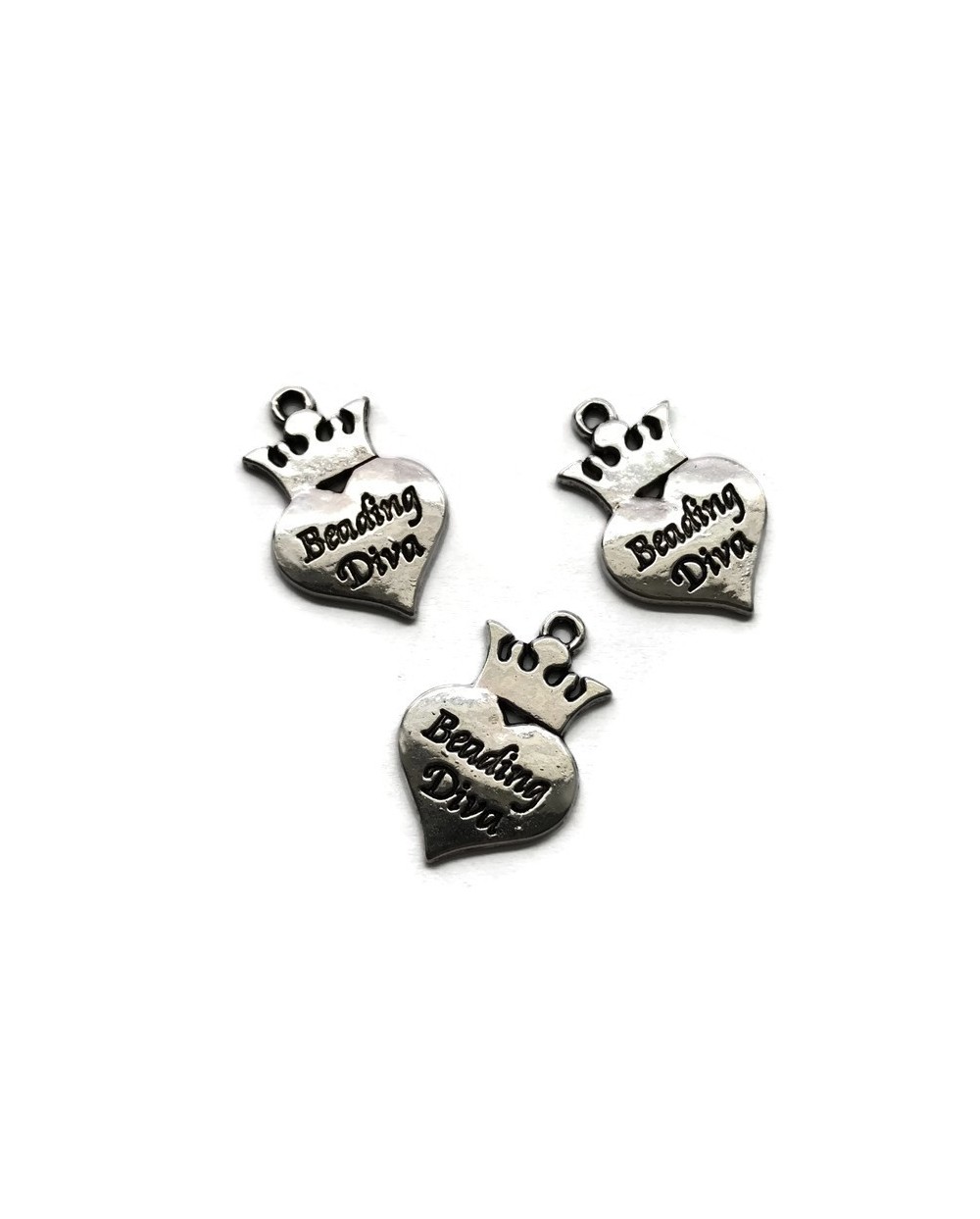 Zawieszka serce beading diva 24x16mm cyna
