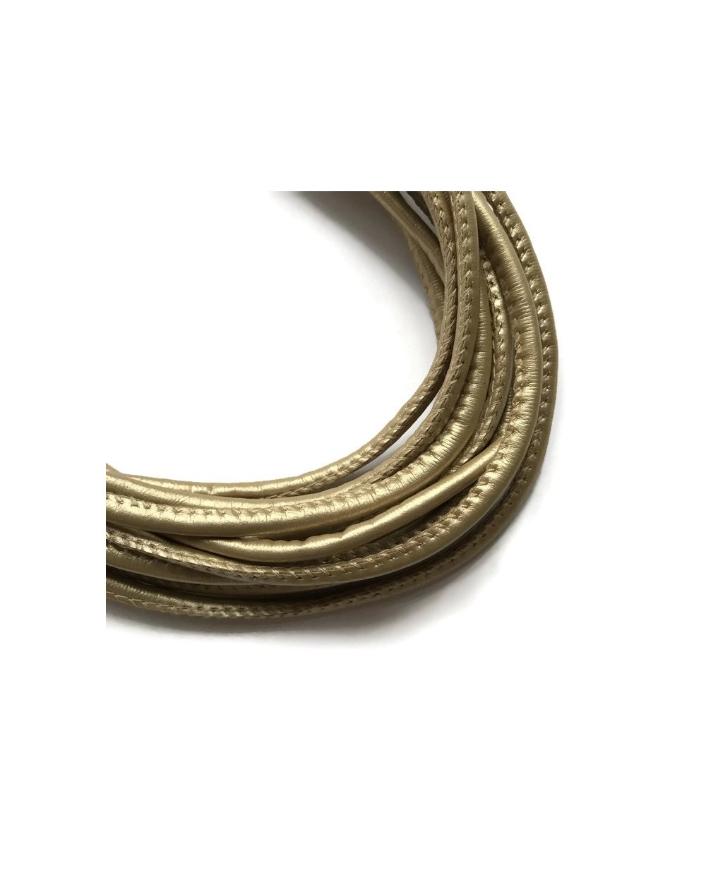Rzemień szyty 4x6mm-jasno złoty