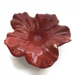 Świecznik / patera, kwiat czerwony z ceramiki