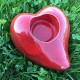 Świecznik ceramiczny w kształcie serca czerwony